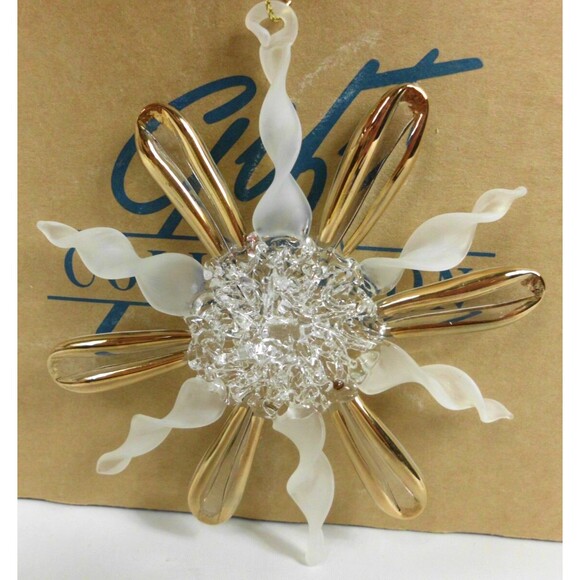 Avon Shimmering Snowflake Glass 22K Gold Trim Ornament 1997 Gift Collection New - Picture 3 of 4